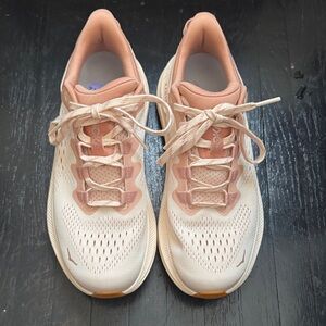 Hoka Women's Kawana 8.5 Cream and Pink Sneakers